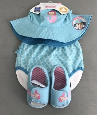 SIRENA NIÑA Rising Star Azul Sol Sombrero, Cubierta de Pañales, Zapatos para Agua 0-12 Meses Nuevo con Etiquetas Foto 1 de 4