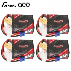 4X Gens Ace 850mAh 7.4V 60C 2S Lipo Battery EC2 Plug For Losi 1/18 Losi Mini-LMT - Picture 1 of 6