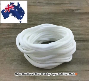 50pcs White Nylon Headband Thin-Super Soft-Stretchy - Non Dents -AU SELLER - Picture 1 of 10