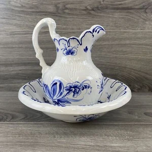 Vintage PETER VAN ROSSUM Delfter blauer Krug Waschbecken 1980 signiert - Bild 1 von 9