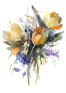 Quadro acquerello originale mazzo di fiori acquerello fiori pittura - Foto 1 di 2