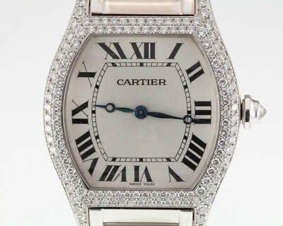 Precioso reloj mecánico Cartier Tortue de oro blanco de 18 quilates con diamantes de fábrica 2497 Foto 1 de 4