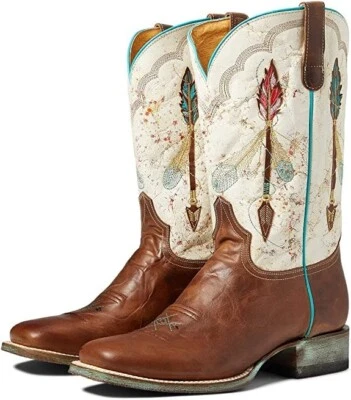 Botas occidentales Roper para mujer 6 puntera cuadrada Flextra ancha pantorrilla flecha pluma 11" Foto 1 de 4