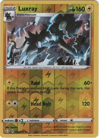 LUXRAY 033/072 SHINING FATES POKEMON (REVERSE HOLO, NM) - Image 1 of 1