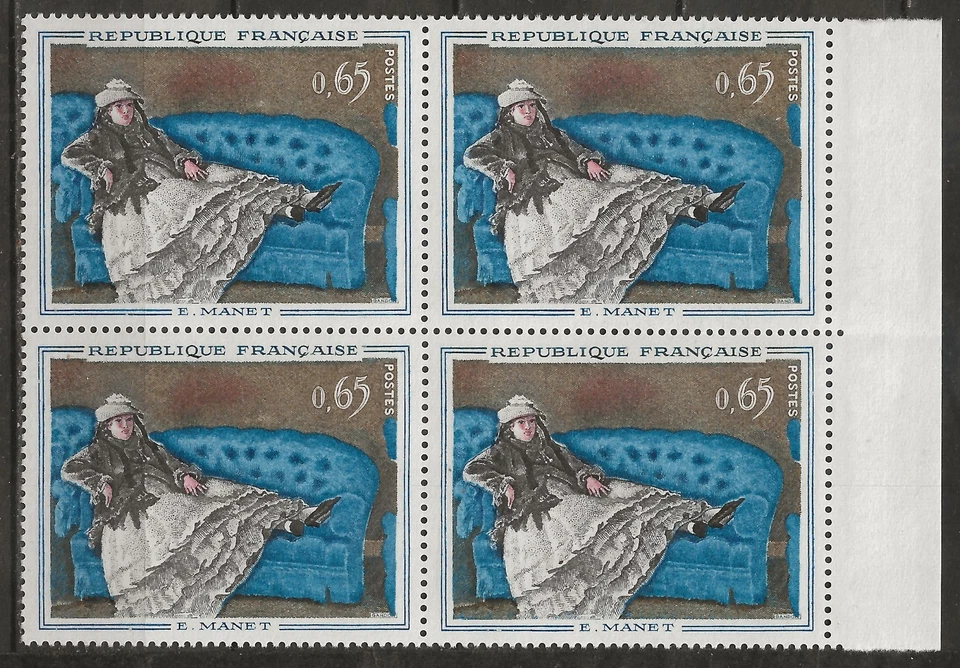 N° 1364**  "MADAME MANET AU CANAPE BLEU" DE MANET EN BLOC DE 4 - Photo 1/1