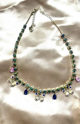 Collar Mariposa Vintage Betsey Johnson Aurora Boreal Rosa Azul Raro Foto 1 de 4