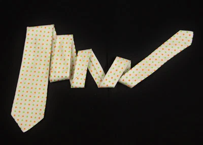 Kiton Napoli Pearl White Silk Check Embroidered Tie - Image 1 of 4