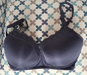 M&S Nursing Bra 36G Navy Blue Cotton Lined Lace edge + sides BNWOT - Picture 1 of 12