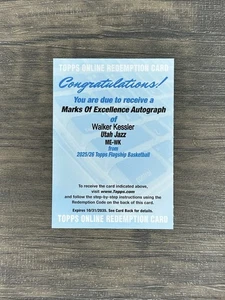 2025-26 Topps Walker Kessler Marcas de Excelencia Auto Utah Jazz - Imagen 1 de 2