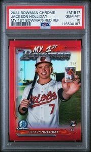 2024 Bowman Chrome Jackson Holliday My 1st Bowman Red Refractor 3/5 PSA 10 RC - Picture 1 of 2