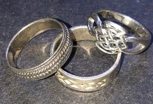 Lote de anillos de plata de ley 925 F3 talla 5 7 cuerda tejida celta irlandesa apilable modesto - Imagen 1 de 11