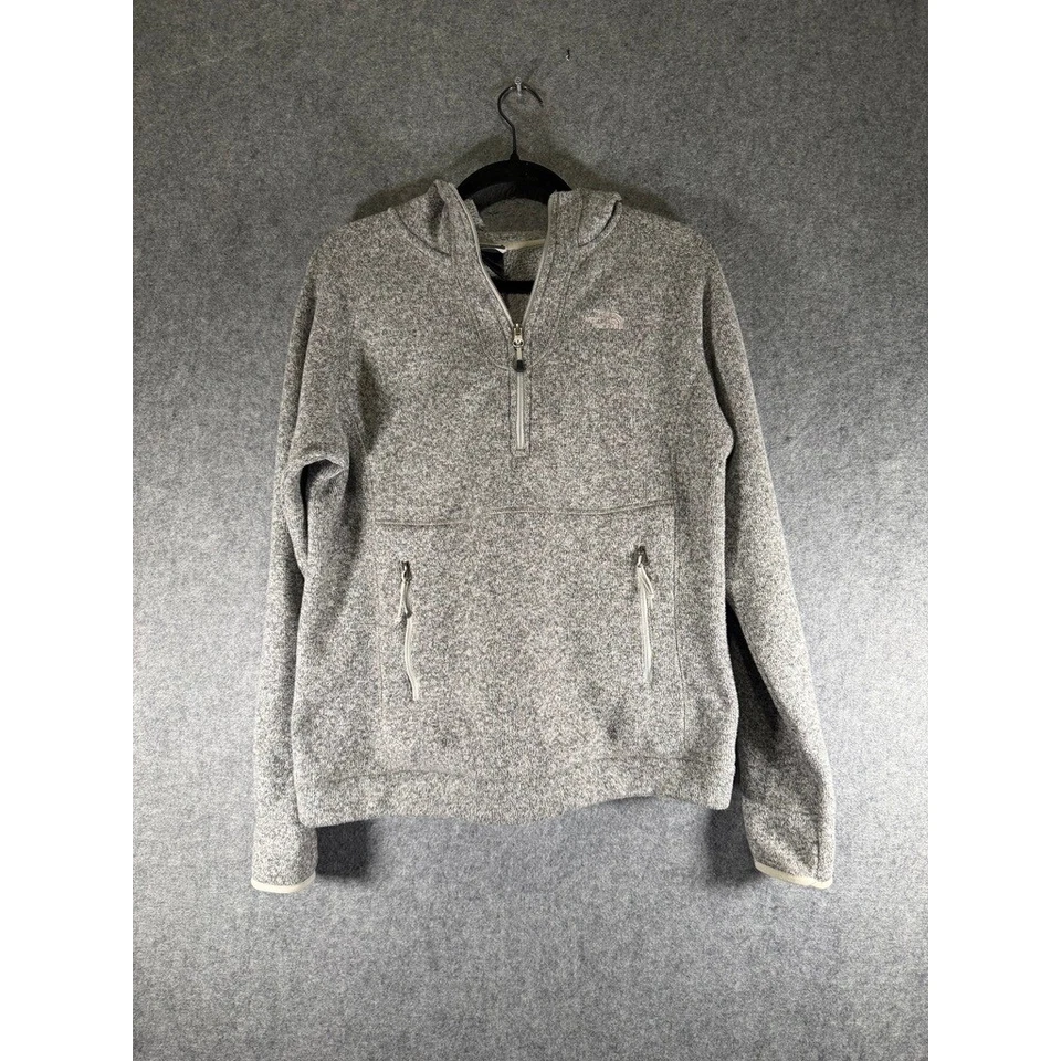 Sudadera con capucha polar gris medio The North Face para mujer 1/4 cremallera exterior Foto 1 de 4