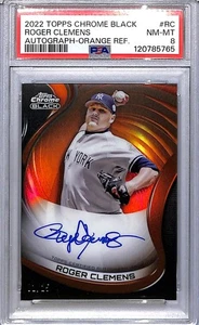 2022 Topps Chrome Black Orange #CBA-RC Roger Clemens PSA 8 NM-MT Auto 1/25 Yanke - Foto 1 di 2