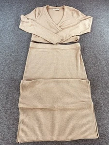 Abercrombie & Fitch abito donna grande set 2 pezzi crop maxi abito marrone bohemien - Foto 1 di 13