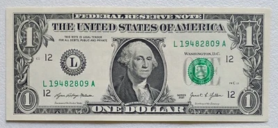 YYYY/DD/MM $1 Bill Fancy Serial #L19482809A- Sept. 28, 1948 - Birthday Note - Image 1 of 2