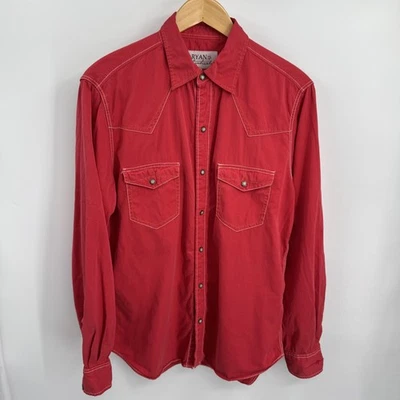 Camisa Ryan Michael Para Hombres M Roja Manzana Metal A Presión Seda Algodón Vaquero Occidental Foto 1 de 4