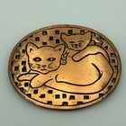 VINTAGE Brass Cat Wall Trivet Taiwan Mid Century Kitchen Decor Hanging 8in