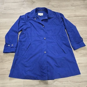 London Fog Mens Small Long Trench Coat Jacket Blue Zip Button - Picture 1 of 10