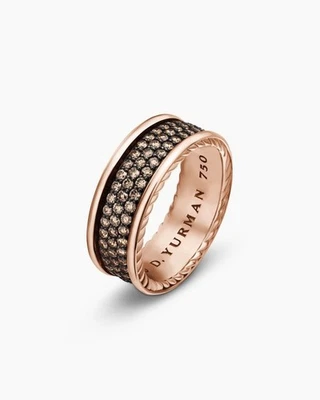 David Yurman 18k Rose Gold Streamline Pavé Three Row Cognac Diamond Band Ring 10 - Image 1 of 4