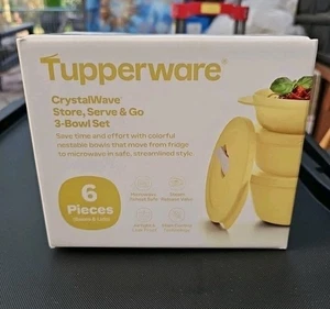 Tupperware CrystalWave 3 Schüsseln Set 1,5, 2,25 & 3,25 Tassen Mikrowelle NEU VERSIEGELTER KARTON - Bild 1 von 2