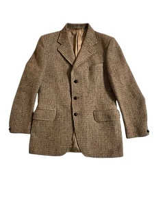 HARRIS TWEED Dunn & Co Heavy Wool Blazer no size tag measures 40S 3-Button - Picture 1 of 11