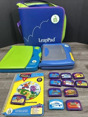 VTech Leap Pad Learning System Lot W/ 1 Book 11 Cartridges & Carrying Binder T21 - Image 1 of 4