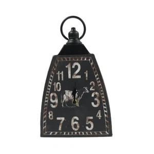 Rustic Metal Cowbell Table Mantle Clock Vintage Cow Bell Farmhouse Kitchen Decor - Picture 1 of 5