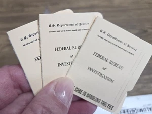 1/6 SCALE Mini THREE (3) FBI Federal Bureau of Investigation VINTAGE File Folder - Picture 1 of 8
