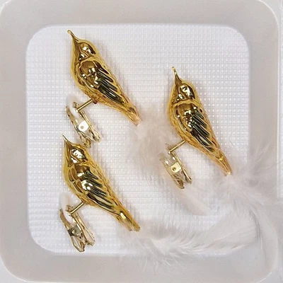 Lauschaer Glas Christbaumschmuck Vögel Feder gold glanz mundgeblasen - Bild 1 von 4