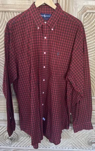 Vintage Polo Ralph Lauren 100% Baumwolle Hemd Herren rot/schwarz kariert Gr. XL TOP - Bild 1 von 4