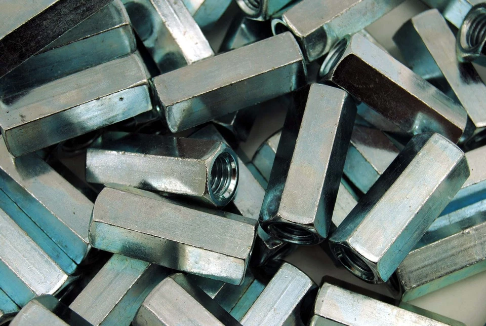 LEXAR INDUSTRIAL (50) Hex Coupling Nuts 1/2-13 x 11/16 x 1-3/4 Threaded Rod Connector Zinc