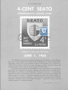 #1151 4c SEATO Stamp Poster - Unofficial Souvenir Page Flat HC - Picture 1 of 1