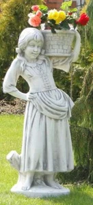 Mädchen mit Blumenkorb (S101076) Gartenfigur Skulptur Statue Steinguss 108 cm - Bild 1 von 1