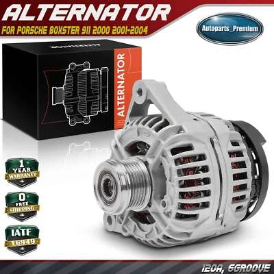 Alternator for Porsche Boxster 911 2000-2004 120A 12V CW 6-Groove Clutch Pulley - Image 1 of 4