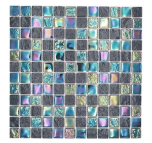 Glasmosaik Mosaikfliesen Regenbogenfarben Irisierend Schwarz Blau | 10 Matten - Bild 1 von 7