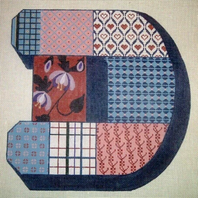 TS Designs "Monogram Letter D Patchwork" Hand Painted Needlepoint Canvas ~ WA - Image 1 of 2