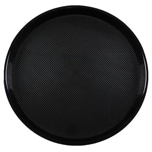 Set of 4 Plastic Round Food Trays for Serving Restaurant Serving Trays Black - Picture 1 of 7