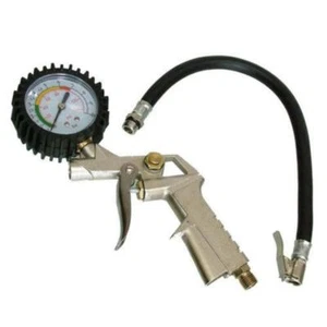 ALLOY AIR COMPRESSOR TYRE INFLATOR TOOL + GAUGE - Picture 1 of 2
