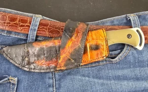 ESEE 3 RC Gator skin CROSS DRAW Brown and Black SHEATH RIGHT or LEFT PULL - Picture 1 of 13