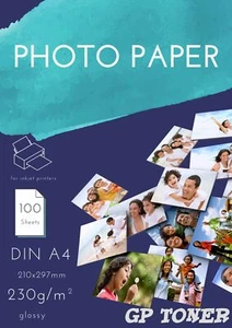 100 feuilles de papier photo DIN A4 180 200 230 g/m2 blanc brillant papier photo - Photo 1/10