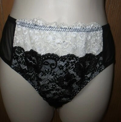 NUEVO SIN ETIQUETAS MODA BUG NEGRO BLANCO Lencería encaje malla hipster bragas talla 6 M Foto 1 de 4