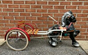 Vintage Antique MOBO Child's Ride On Pedal Toy Horse with Sulky Cart Original