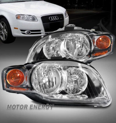 FOR 05-08 AUDI A4 QUATTRO S4 B7 HALOGEN REPLACEMENT HEADLIGHTS CHROME LEFT+RIGHT - Image 1 of 4