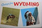 Wyoming WY Pozdrowienia Frontier Days Cheyenne Indian Chief Pocztówka Stary Vintage PC