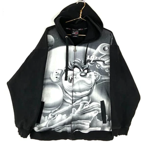 Taz Lotto 29 Felpa In Space Felpa con Cappuccio 2XL Full Zip Cartoni Animati Looney Tunes Y2K - Foto 1 di 5