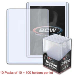 Lot of 100 BCW 3 x 4 x 4.25mm 168pt Thick Trading Card Clear Rigid Toploaders - Picture 1 of 1