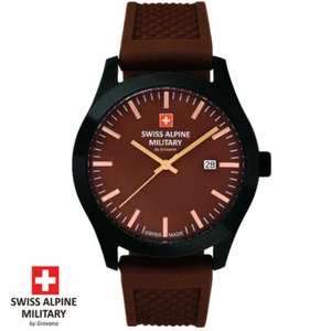 Swiss Alpine Military by Grovana 7055.1876 brown black Silicone Men's Watch NEW - Picture 1 of 1