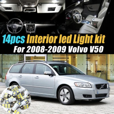 Комплект из 14 супербелых светодиодных ламп для салона автомобиля для Volvo V50 2008-2009 годов выпуска - Изображение 1 из 4