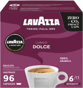 96 Lavazza A Modo Mio Lungo Dolce Coffee Capsules Intensity 6/13 Medium Roasting - Picture 1 of 8