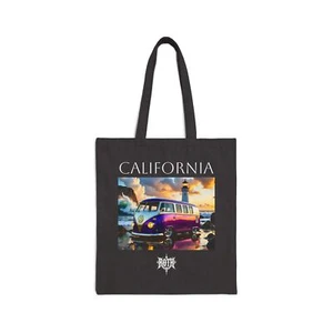 California, VW Volkswagen Van - Cotton Canvas Tote Bag - Picture 1 of 5